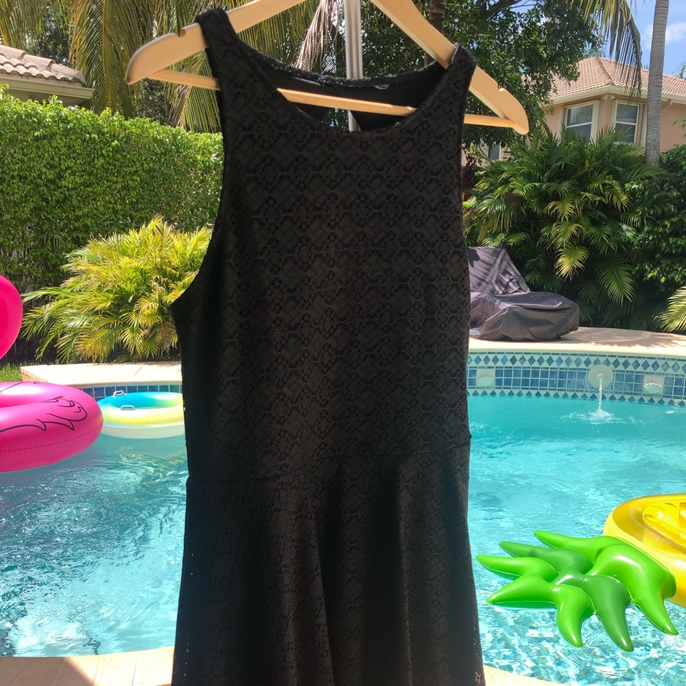 Loft Black lace skater dress